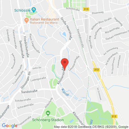 Position der Autogas-Tankstelle: AVIA Tankstelle in 72793, Pfullingen