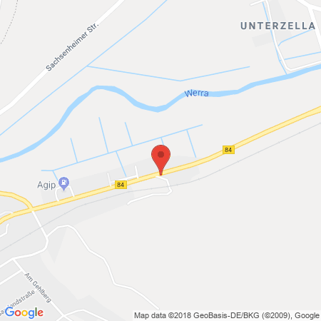 Position der Autogas-Tankstelle: Agip Tankstelle und KFZ-Service Wilfried Barth in 36404, Vacha