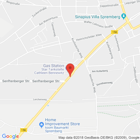 Position der Autogas-Tankstelle: Star Tankstelle in 03130, Spremberg