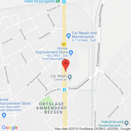 Position der Autogas-Tankstelle: ARAL in 06132, Halle(Saale)